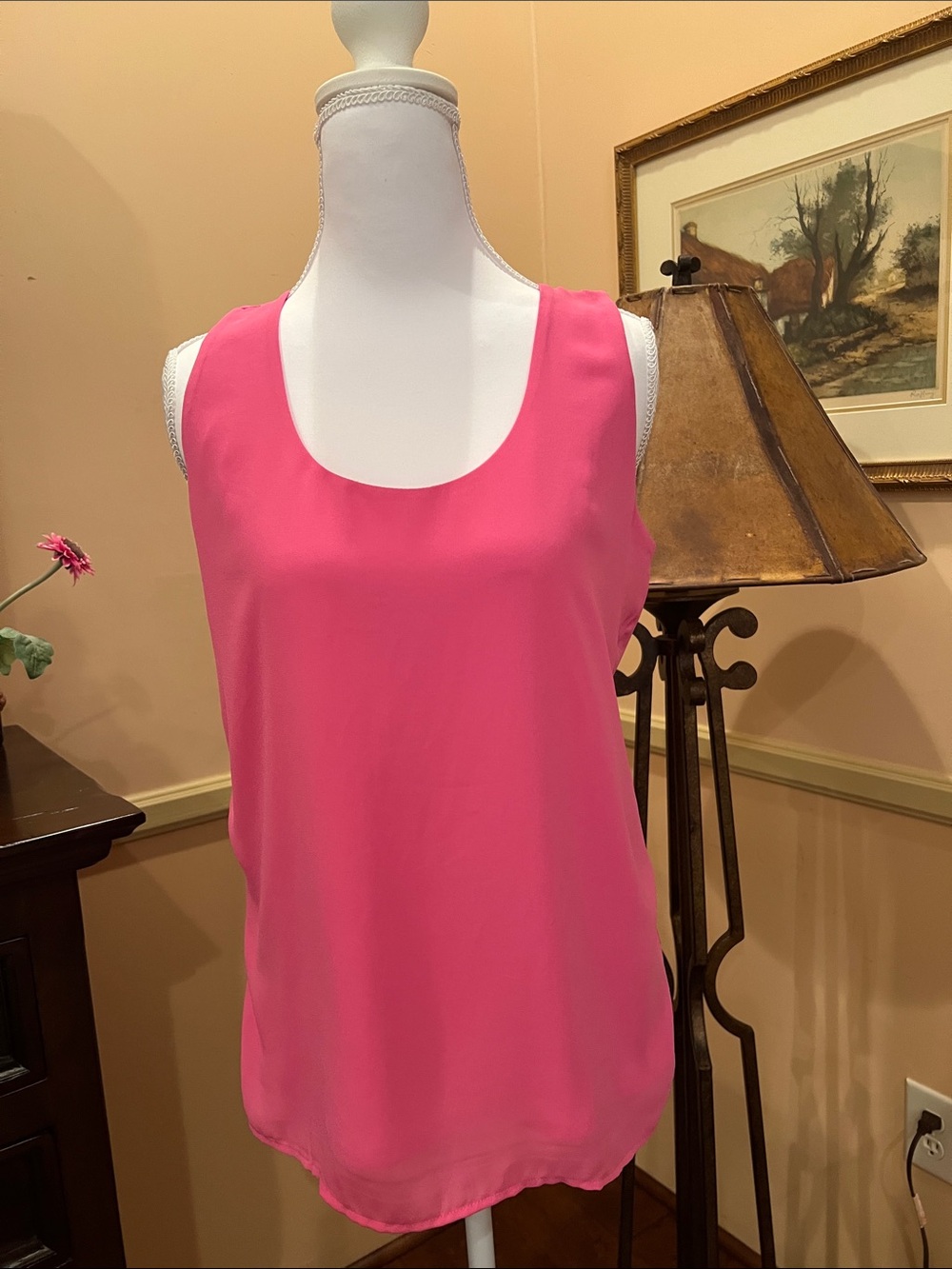 Ann Taylor Pink Scoop Neck Shell Tank